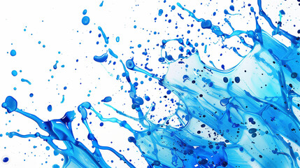 Illustration of many blue splashes of color on a white background