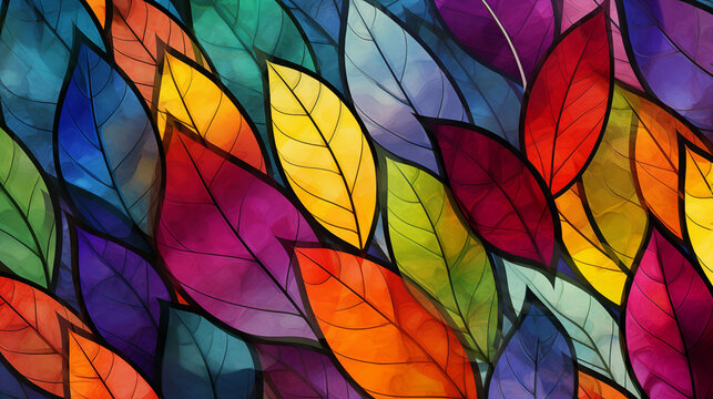 Colorful leaf wall art, colorful leaf glass art.