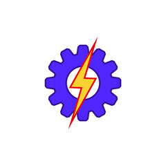 Gear with a lightning. Colored vector .