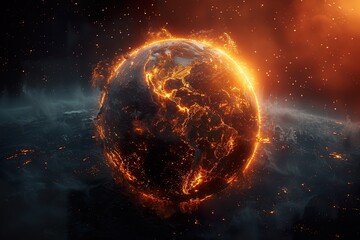 Global warming, climate change, worldwide disaster on Planet Earth. 3D illustration