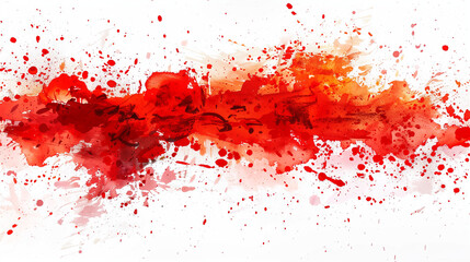 Illustration of many red splashes of color on a white background