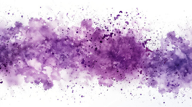 Illustration of many purple splashes of color on a white background