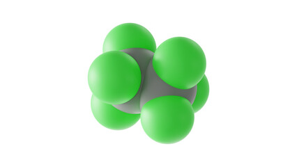 hexachloroethane molecule, perchloroethane, molecular structure, isolated 3d model van der Waals