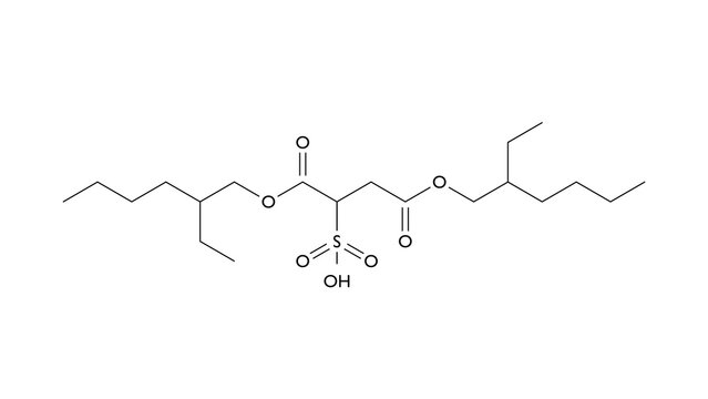 docusate molecule, structural chemical formula, ball-and-stick model, isolated image laxatives