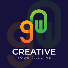 Letter gw logo, vector gradient logo design template