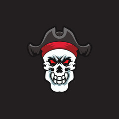 Pirate skull logo design. Modern professional vector badge. Skull pirate logo design vector illustration.