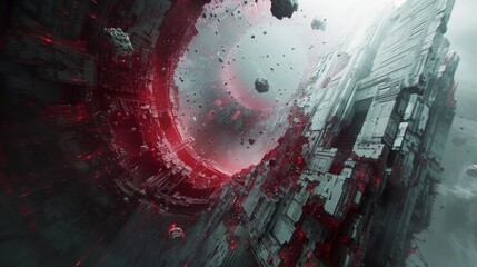 Abstract space adventure meets zombie apocalypse: A dynamic digital artwork blending the eerie suspense of a zombie narrative with the vastness of outer space.