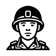 black vector soldier icon on white background