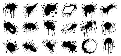 paint splatters abstract artful expressions black vector - obrazy, fototapety, plakaty