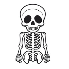 Illustrations of Skeleton. Vector Illustrations. Drawing with line art. simple design outline style