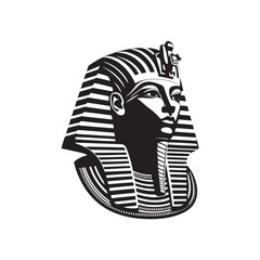 Regal Pharaoh Tutankhamun Silhouette Reverence - Paying Homage to Ancient Royalty with Illustration - Minimallest Vector

