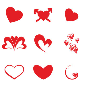 a collection of hearts and a red heart