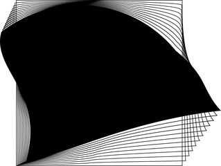 Square blend emblem. Curved lines with frame