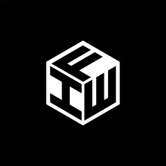 IWF letter logo design with black background in illustrator, cube logo, vector logo, modern alphabet font overlap style. calligraphy designs for logo, Poster, Invitation, etc.