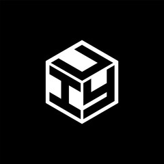 IYU letter logo design with black background in illustrator, cube logo, vector logo, modern alphabet font overlap style. calligraphy designs for logo, Poster, Invitation, etc.