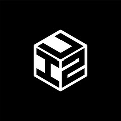 IZU letter logo design with black background in illustrator, cube logo, vector logo, modern alphabet font overlap style. calligraphy designs for logo, Poster, Invitation, etc. - obrazy, fototapety, plakaty
