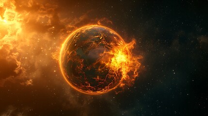Burning Planet Earth represents climate change