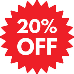 20 off sale label symbol . Discount label up to 20% off . Vector illustration