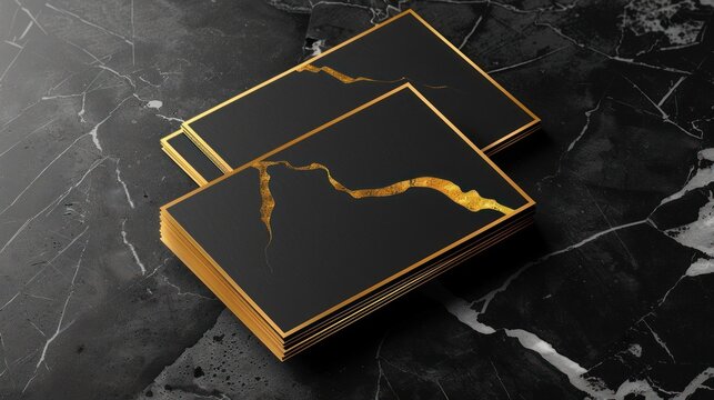 Elegant business card template with gold foil accents for luxury branding