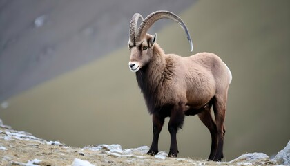 An Ibex With Its Fur Fluffed Up Against The Cold Upscaled 5