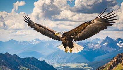 Isaiah 40:31: Rise on Wings like Eagle. High Flying Eagle with Wings Open. Bible Prophecy - obrazy, fototapety, plakaty