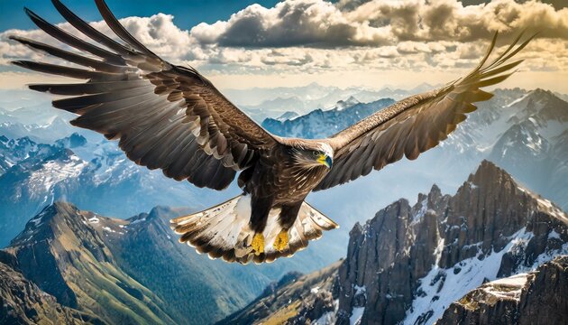 Isaiah 40:31: Rise on Wings like Eagle. High Flying Eagle with Wings Open. Bible Prophecy