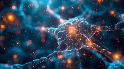 Formation of a Neural Network by Neuron Cells. Concept Neural Network, Neuron Cells, Formation Process, Connectivity, Machine Learning - obrazy, fototapety, plakaty