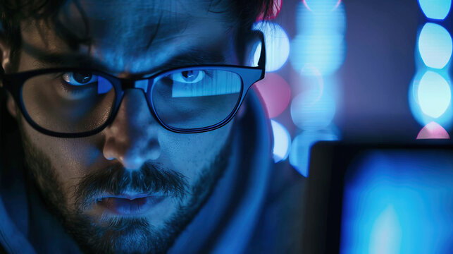 Technical Operator Sits and Monitors Various Activities on Computer Displays In the System Control Room. Responsibility for Information Security in the Company Concept