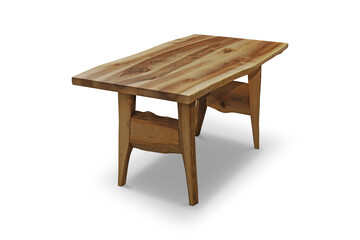 old wooden table in white background