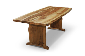 old wooden table in white background