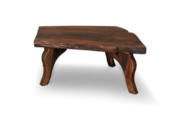 old wooden table in white background