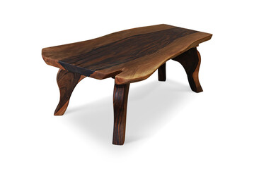 old wooden table in white background