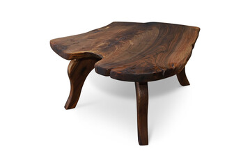 old wooden table in white background