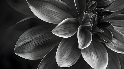 A close-up of a monochrome flower petal, showcasing intricate details and subtle gradients in shades of gray
