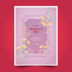paper style mothers day greeting card template design vector illustration