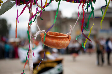 Handmade clay pot used in the celebration of the carnival, Huancayo Peru