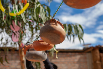 Handmade clay pot used in the celebration of the carnival, Huancayo Peru