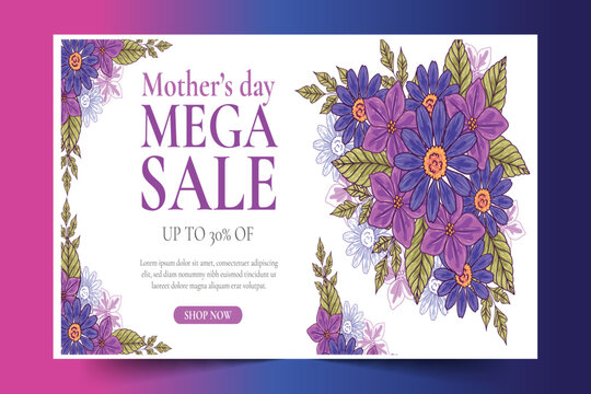 hand drawn mothers day sale banner template design vector illustration