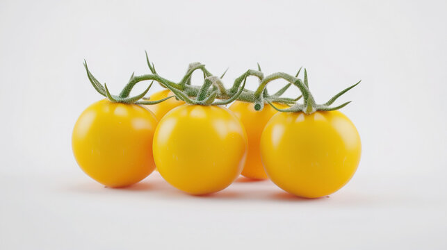 yellow tomatos on isolated white background. 