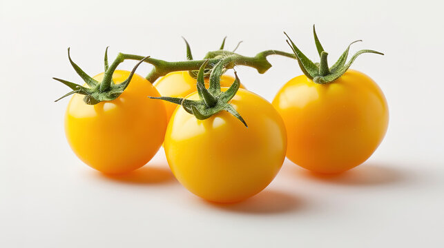 yellow tomatos on isolated white background. 