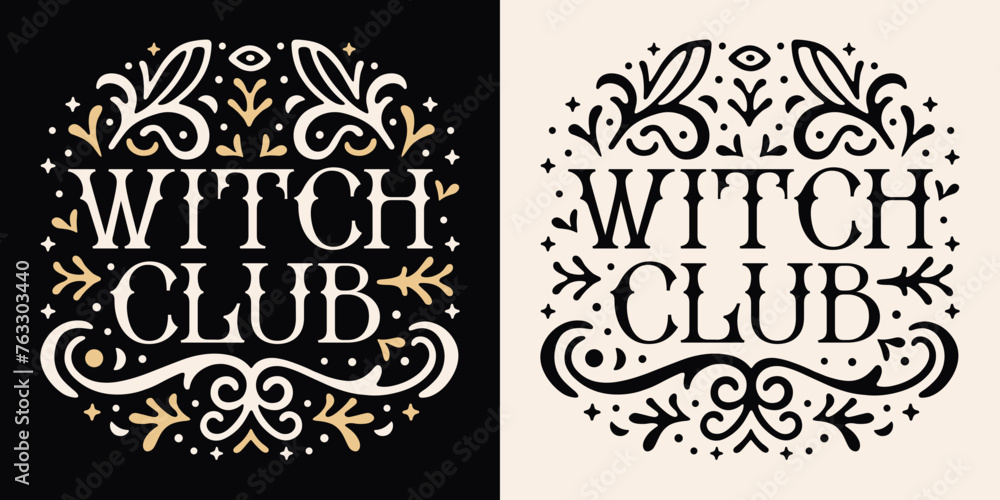 Canvas Prints witch club squad crew lettering round badge. dark academia witchy floral celestial magic esoteric bo