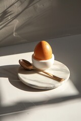 Egg on White Marble Egg Holder