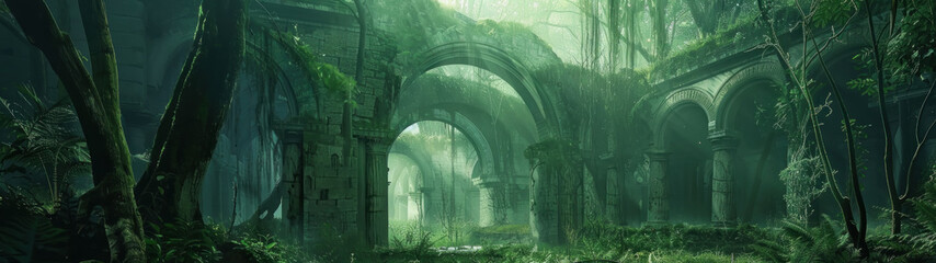 Verdant Passage, An ancient stone archway, reclaimed by the creeping embrace of nature's tendrils, stands as a silent sentinel to forgotten ruins.
