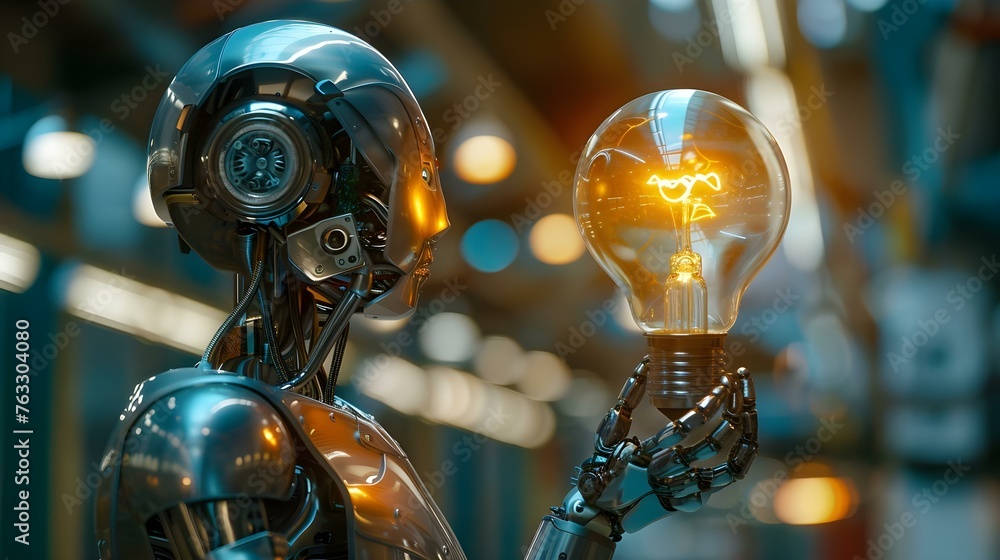 Aufkleber futuristic image of human-robot interaction with a brain. concept futuristic technology, human-robot