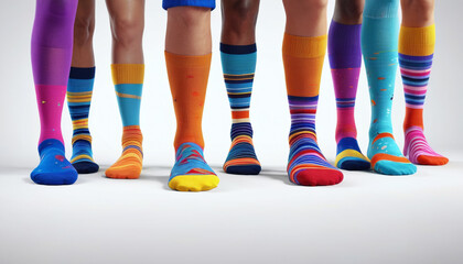 Colorful socks on male feet, generative AI.