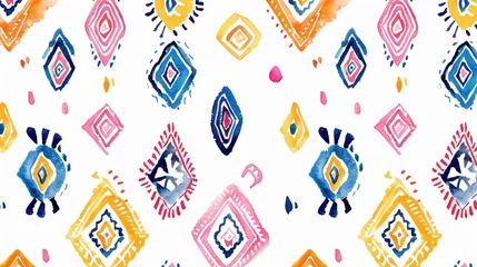 Fototapete Boho-Stil Decorative seamless pattern with an ethnic boho theme. Tribal art print on a colorful repeating background. Suitable for clothing, wallpaper, and wrapping.