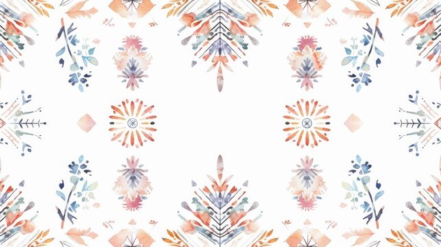 Seamless hand-drawn watercolor tribal ornament pattern. Perfect for fabric, scrapbook, or wrapping paper designs.