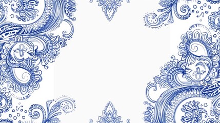 Intricate floral seamless pattern. Perfect for wallpaper, gift paper, fabric print, and furniture. Mandala design element. Unusual flourish blue ornament. Seashell motif.