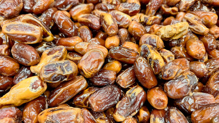 Kurma, Organic dates for nutrition diet snack, health and fitness and breaking the fast. Sold and displayed in supermarkets during Ramadan.