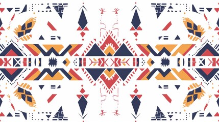 Colorful tribal Navajo modern seamless pattern. Aztec fancy abstract geometric art print. Hipster background. Use for wallpaper, cloth design, fabric, paper, cover, textile, weave, and wrapping. - obrazy, fototapety, plakaty